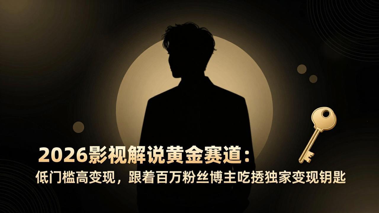 2026影视解说黄金赛道：低门槛高变现，跟着百万粉丝博主吃透独家变现钥匙、高校邦